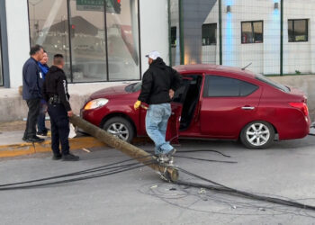 Mujer derriba cables de telefonía en la avenida Homero