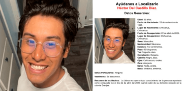 Piden ayuda para localizar a Héctor del Castillo Díaz