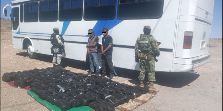Ejército mexicano asegura casi media tonelada de cristal en Janos