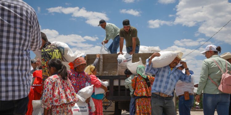 Llevan paquetes de maíz y frijol a familias de Guachochi