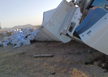Camión con despensas sufre percance rumbo a Casas Grandes