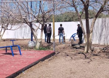 Abandonan a perro encadenado en una plaza de Delicias