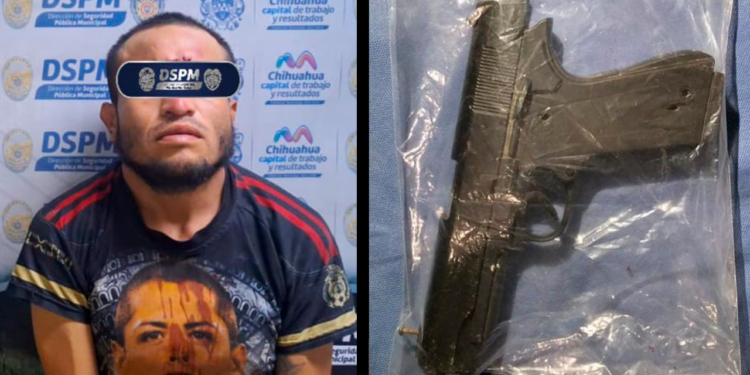 Lo detienen por portar arma de utilería y agredir a un perro