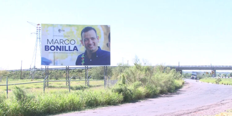 Aparece la imagen del alcalde Marco Bonilla en el municipio de Meoqui