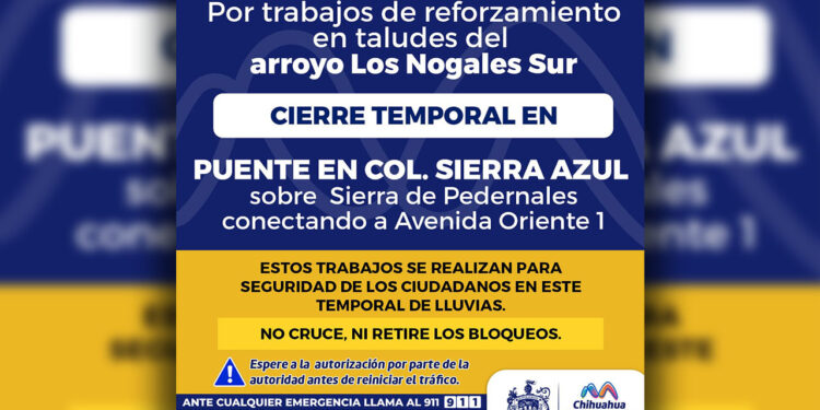Cierran puente en colonia Sierra Azul por reforzamiento de taludes