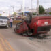 Mujer queda inconsciente tras volcadura en calles de Cuauhtémoc