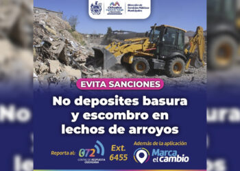 No depositar basura o escombro en lechos de arroyos para evitar sanciones
