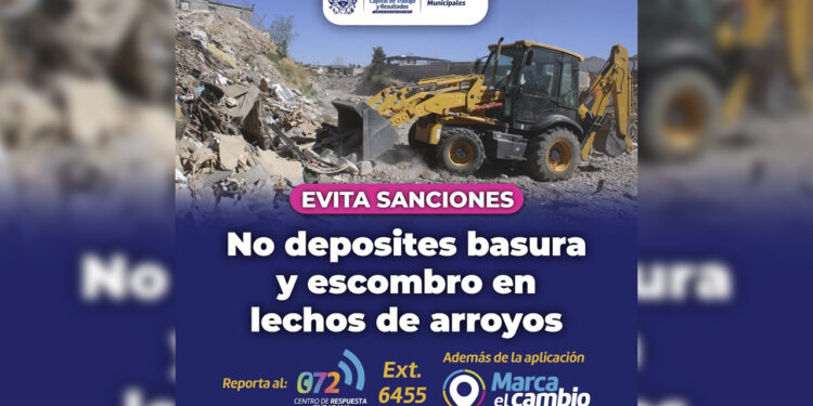 No depositar basura o escombro en lechos de arroyos para evitar sanciones