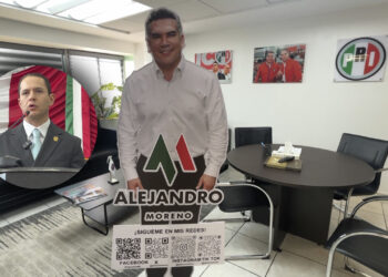 Diputado del PRI defiende a “Alito” Moreno con una figura de cartón