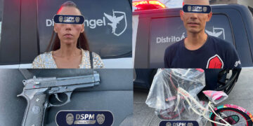 Detienen a pareja con arma corta y bicicleta infantil posiblemente robada