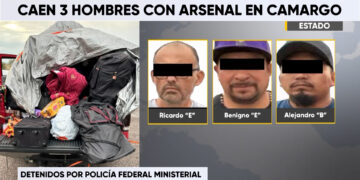 Detienen a tres hombres con un arsenal en Camargo