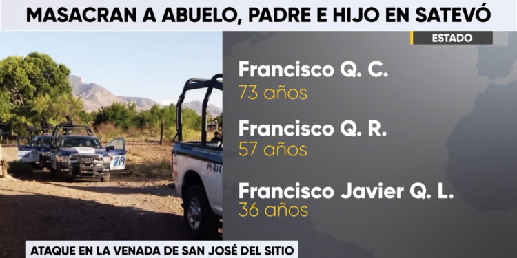 Asesinan a tres integrantes de una familia en Satevó