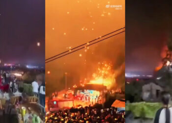 Falla en espectáculo de drones termina en una lluvia de fuego