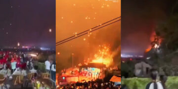 Falla en espectáculo de drones termina en una lluvia de fuego