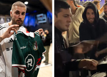 Captan a ‘Justin Bieber’ tocando la tarola al ritmo sinaloense y presumiendo una playera de México