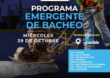 Bacheo emergente continuará este 29 de octubre en varias colonias 🚧