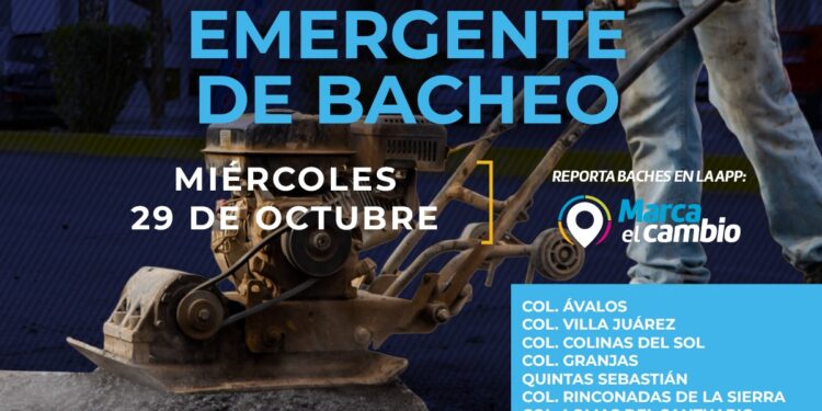 Bacheo emergente continuará este 29 de octubre en varias colonias 🚧