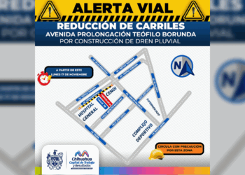 Anuncian cierres viales por construcción de dren pluvial en el Teófilo Borunda