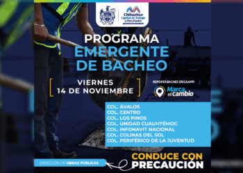 Trabajos de bacheo se realizarán este 14 de noviembre en varias colonias