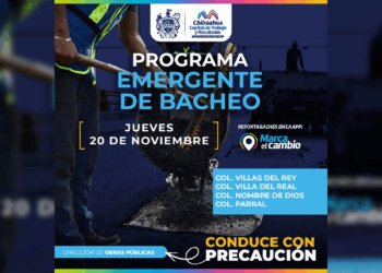 Continúan trabajos de bacheo este 20 de noviembre