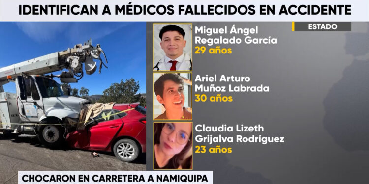 Mueren tres jóvenes en choque frontal en Namiquipa
