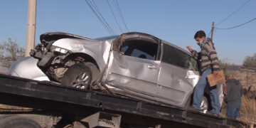 Volcó conductor en la Puerta de Chihuahua