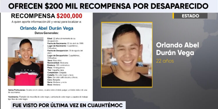 Ofrecen recompensa para localizar a joven desaparecido en Cuauhtémoc
