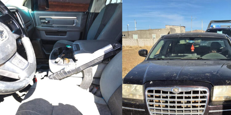 Mediante operativo en Cuauhtémoc; aseguran arma y dos vehículos