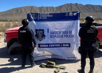 Localizan campamento de grupos delictivos y aseguran camioneta con reporte de robo en Ojinaga