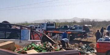 Rapiñan cerveza tras accidente en la salida a Ciudad Juárez