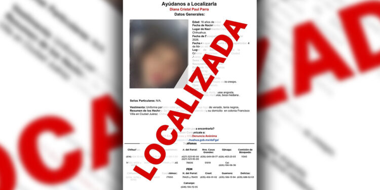 Localizan en Chihuahua a adolescente reportada como ausente en Juárez