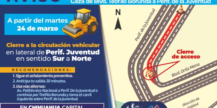 Cierran acceso del Ortiz Mena al Periférico de la Juventud por obras de la gaza