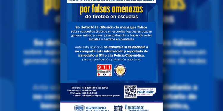 Alertan SSPE sobre mensajes falsos de tiroteos en escuelas