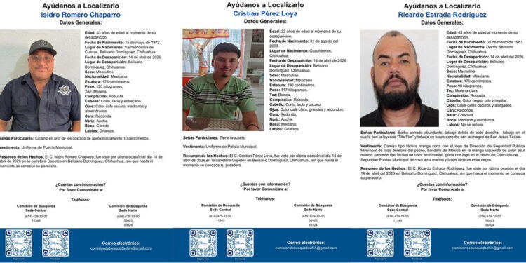 Buscan a tres policías municipales “privados de su libertad” en Belisario Domínguez