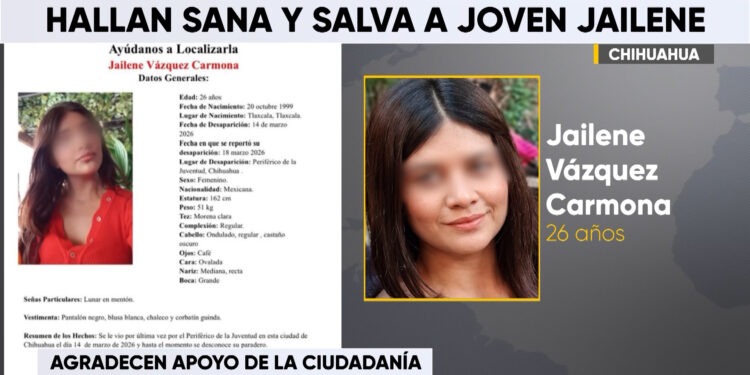 Localizan sana y salva a Jailene Vázquez Carmona