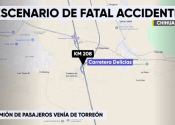 Así luce el sitio del camión accidentado en la carretera Chihuahua–Delicias