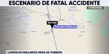 Así luce el sitio del camión accidentado en la carretera Chihuahua–Delicias