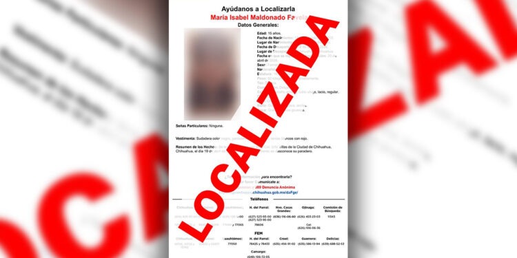 Localiza FEM a menor de edad con reporte de ausencia en Chihuahua