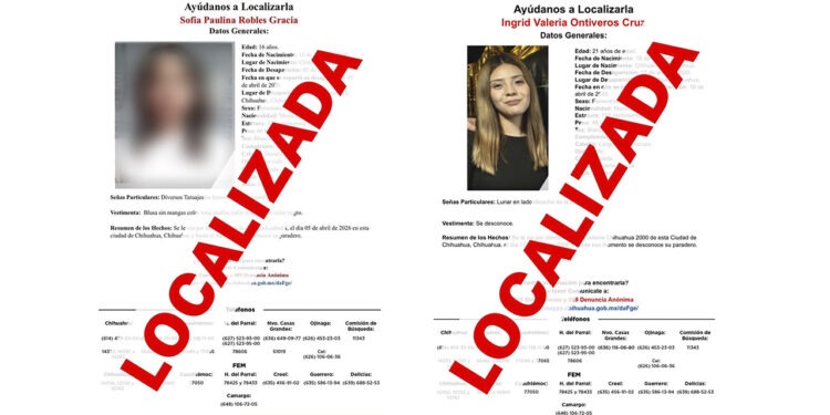 Localiza FEM a dos mujeres reportadas como ausentes en la ciudad de Chihuahua