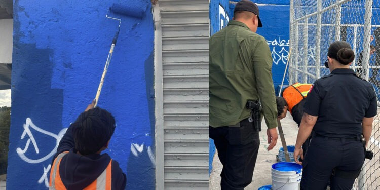 Jóvenes detectados haciendo grafitis en “La Burrita” hacen reparación de los daños