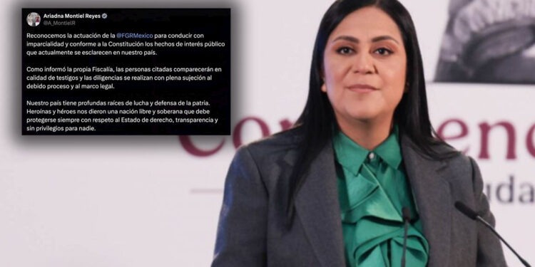Ariadna Montiel respalda citatorios de la FGR a Maru Campos y Rubén Rocha
