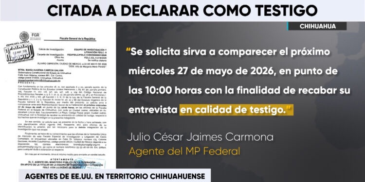 Difunden oficio de la FGR para comparecencia de Maru Campos como testigo