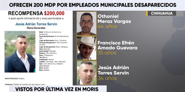 Ofrece Fiscalía recompensa por tres personas desaparecidas en Moris