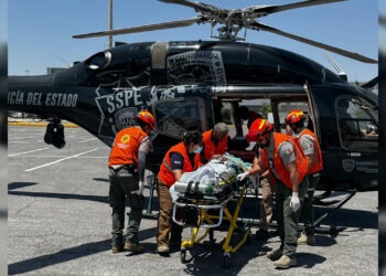 Realizan traslado aeromédico de paciente lesionado