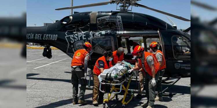 Realizan traslado aeromédico de paciente lesionado