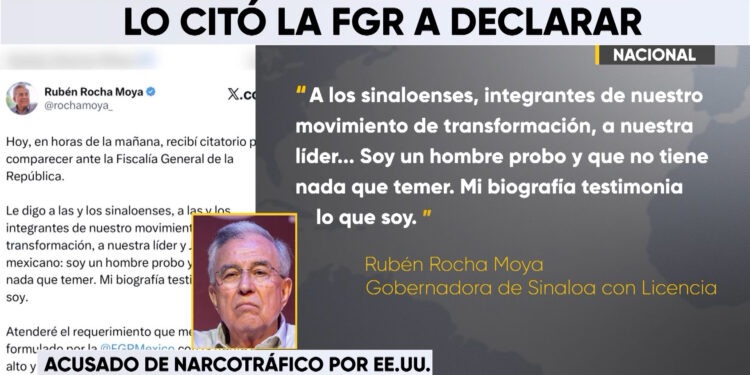 FGR cita a comparecer a Rubén Rocha Moya y otros funcionarios de Sinaloa
