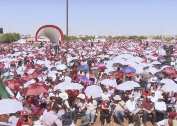 Abarrotan la Plaza de la Mexicanidad en Juárez por segundo aniversario del triunfo de Sheinbaum