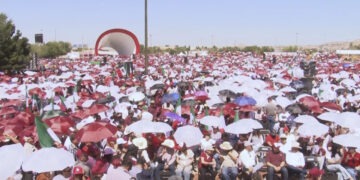 Abarrotan la Plaza de la Mexicanidad en Juárez por segundo aniversario del triunfo de Sheinbaum