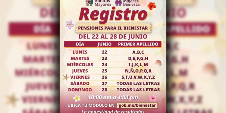 Anuncian fechas de registro para Pensiones del Bienestar de Adultos Mayores y Mujeres