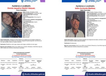 Buscan a colaborador de Protección Civil y a una mujer privados de la libertad en Carichí